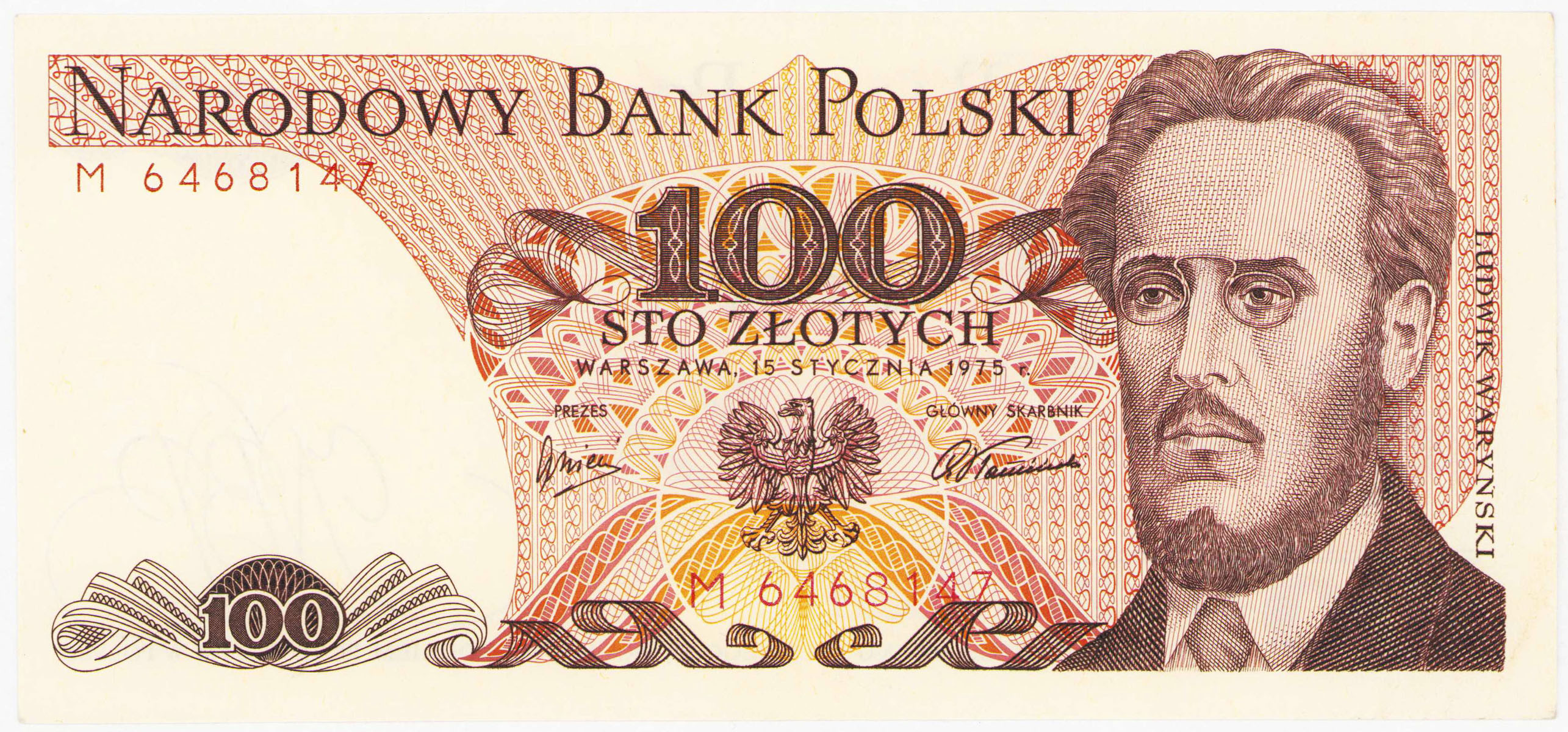 100 złotych 1975 seria M